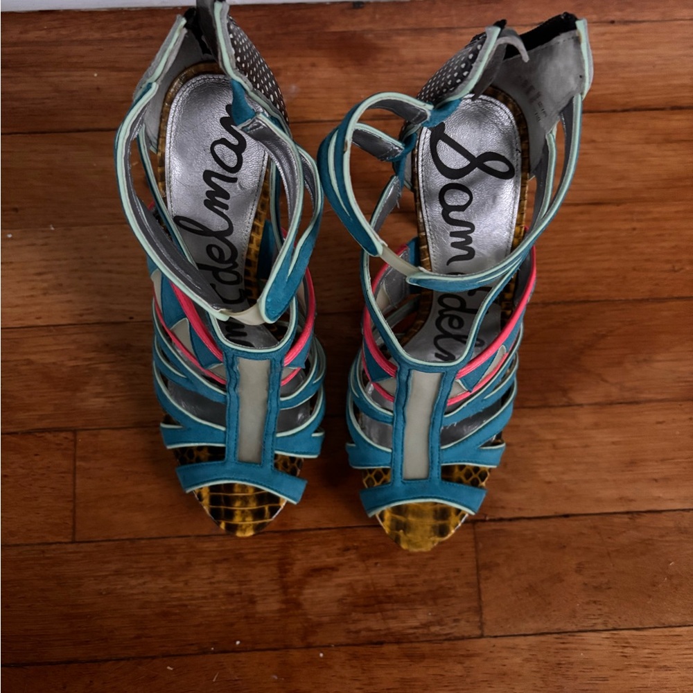 Sam Edelman Stylish Multi-Color Strappy Heels - Picture 3 of 5